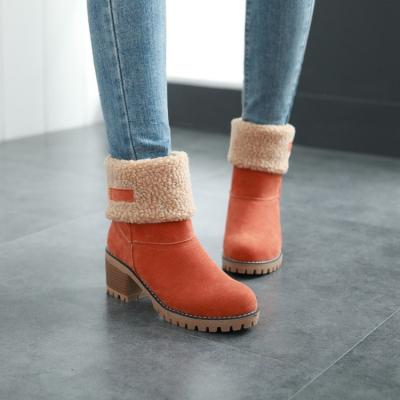 China Hot Selling Chunky Heel Women Ankle Boots Ladies Light Weight Warm Winter Classic Style Casual Boot Shoes for sale