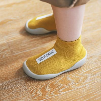 China Newborn Anti-skid Flat Cotton Baby Sports Shoes Kids Non-Slip Floor Booties Baby Boy Rubber Sole Cartoon Sock Indoor Shoes for sale