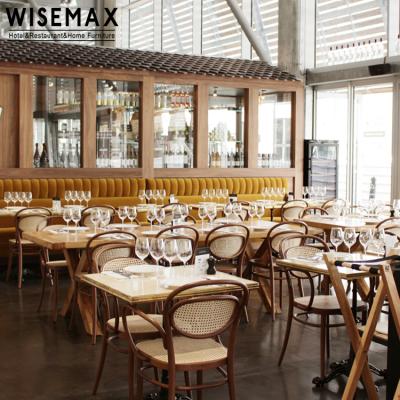 China WISEMAX MEUBLES Restaurant Modern Design Wooden Stool Nordic Rattan Dining Chair For Commercial Use for sale