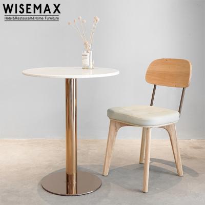 China WISEMAX FURNITURE Modern Nordic Hot Sale Chair for Restaurant Home Dining Room Wood and PU Leather Dining Chair for sale