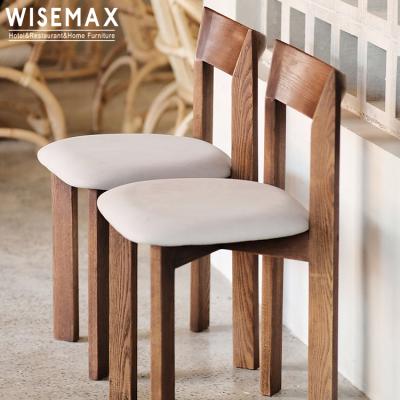 China WISEMAX MEUBLES Nordic Dining Room Furniture Sets Upholstered Solid Wood Chair With Fabric Modern Dining Chair for sale