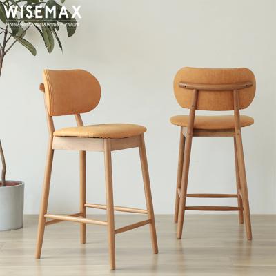 China WISEMAX FURNITURE Commercial Modern Upholstered Wooden Bar Chair Nordic Hot Sale Creative High Bar Stools for sale