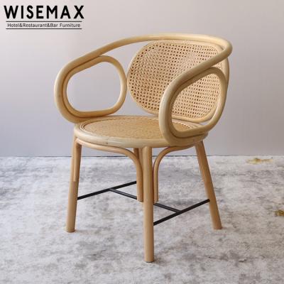 China New minimalist WISEMAX FURNITURE Nordic style solid wood dining chair thonet style rattan chair restaurant chair cane rattan Indonesia for sale