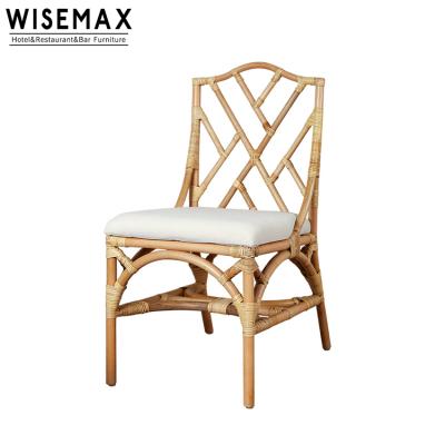 China WISEMAX Minimalist WISEMAX FURNITURE Warm Elegant Natural Restaurant Home Furniture Rattan Afternoon Tea Chairs Wicker Dining Chair for sale