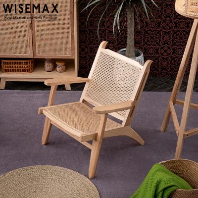 China WISEMAX FURNITURE modern wooden balcony lounge chair Nordic style sofa chair with backrest leisure armchair for sale