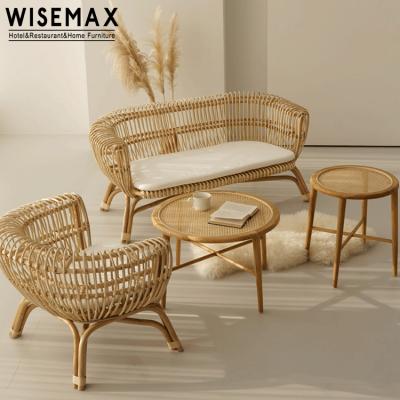 China WISEMAX FURNITURE rattan style armrest leisure chair Nordic simple living room wicker cane furniture wicker living room sofa chair for sale