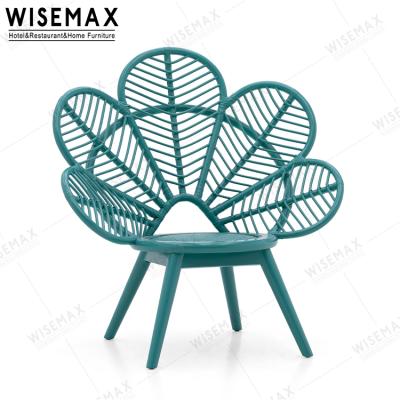 China WISEMAX FURNITURE Living Room Flower Shape Backrest Chair Balcony Green Rattan Creative Leisure Wicker Chair for sale