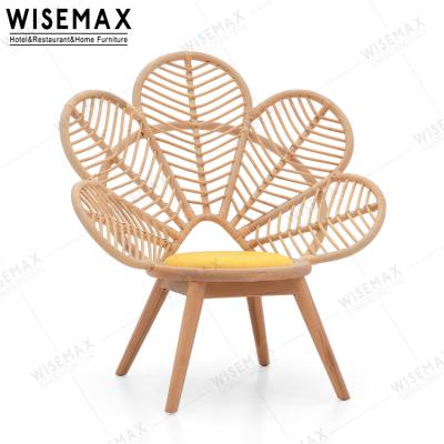 China WISEMAX MEUBLES MEUBLES Nordic Modern Wicker Living Room Furniture Flower Design Backrest Rattan Leisure Chair for sale