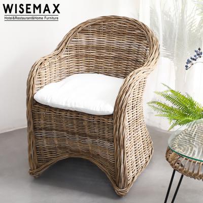 China Wholesale classic and modern import high quality pastoral style rattan balcony FURNITURE WISEMAX full weave dining chair for sale