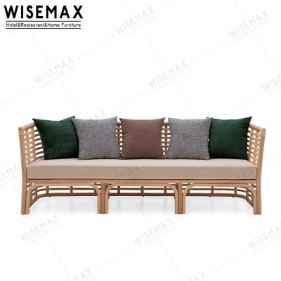 China WISEMAX Nordic Furniture Living Room Patio Furniture Patio Three Seats Wicker Rattan Sofa for sale