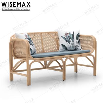 China WISEMAX FURNITURE INDONESIA FURNITURE Cane Furniture Single Wicker Rattan Couch Rectangular Natural Wicker Sofa for sale