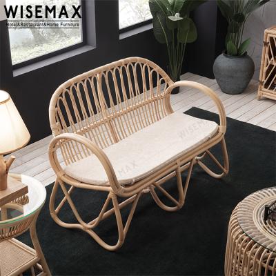 China WISEMAX FURNITURE Convertible Artistic Design Modern Rattan Sofa With Back Cushion Soft Seat Hotel Lobby Sofa for sale