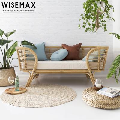 China Hot selling WISEMAX FURNITURE Indonesia style rattan sofa chair nordic wicker hotel hotel relaxing cane wicker sofa for sale