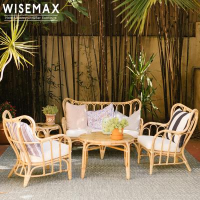 China WISEMAX FURNITURE New Arrival Garden Patio Wicker Chair Furniture Rattan Convertible Table And Sofa Set for sale