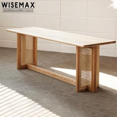 China High quality creative solid wood wicker dining table Nordic WISEMAX FURNITURE elegant rattan garden set for sale