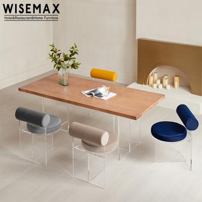 China WISEMAX MEUBLES Nordic Furniture Set Acrylic Base Modern Restaurant Wooden Dining Table Long For 8 Persons for sale