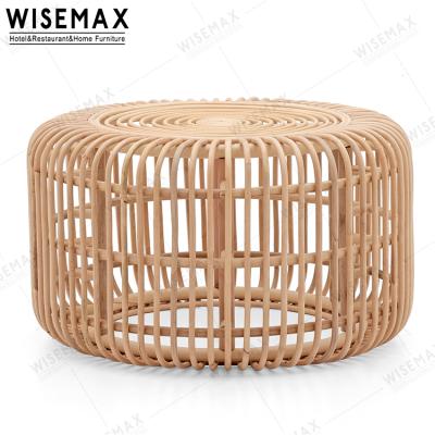 China WISEMAX FURNITURE Round Shape Design Nordic Modern Patio Coffee Table Rattan Wicker Tea Table for sale