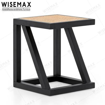 China WISEMAX modern wood table top Z shape design quadrate rattan WISEMAX MEUBLES wood furniture coffee table for sale