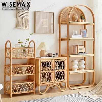 China WISEMAX FURNITURE Design Country Style Two Doors Wood Artistic Cabinet Exquisite Small Rattan Cabinet for sale