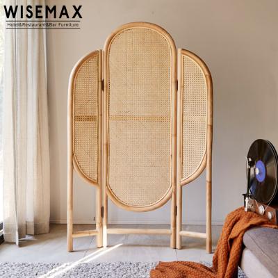 China WISEMAX FURNITURE Classic and Modern Nordic Minimalist Wooden Leg Panel Divider Flower Shape Home Hotel Partition Folding Screen High for sale