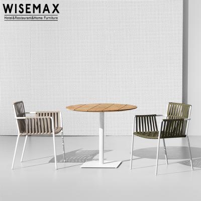 China WISEMAX FURNITURE Outdoor Classic and Modern Aluminum Customize Unique Color Chair Garden Patio Rope Weaving Dining Chair for sale