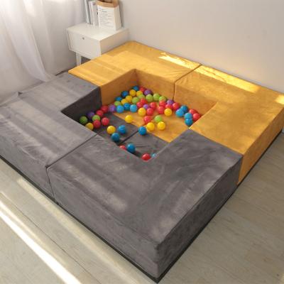 China Modern Design Safety Modular Kids Play To Bed Ball Pool Indoor Fun Games Kids Play Sofa Soft Foam Cheap Kid Sofa for sale