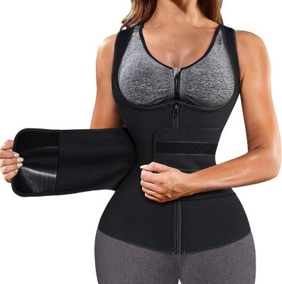 China Durable Workout Corset Neoprene Sauna Tank Top Zipper Weight Loss Body Shaper Women Waist Trainer Vest Slim Vest for sale