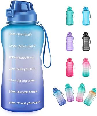 China Gallon Stocked Motivational Water Bottle with Time Marker and Straw, Large Capacity BPA Free Leakproof Fitness Sports Water Jug for sale