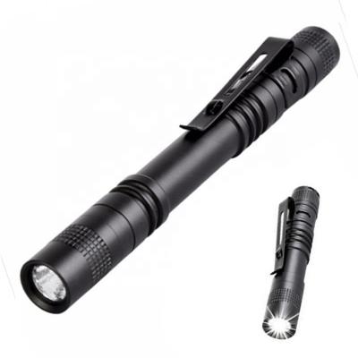 China Waterproof Durable Mini Small Pen Shaped Flashlight Aluminum Alloy With Pen Holder Gift Light Flashlight AAA Small Battery for sale