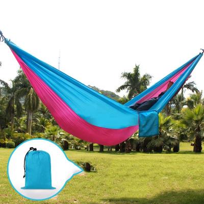 China Leisure Double Hammock Durable Outdoor Ultralight Parachute Cloth Camping Hammock 260*140 Send Rope for sale