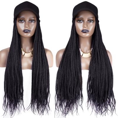 China Custom Made High Temperature Fiber Sports Baseball Bucket Hat Cap Wigs With Box Braids Senegal Twist Ponytail Hair For Black Women for sale