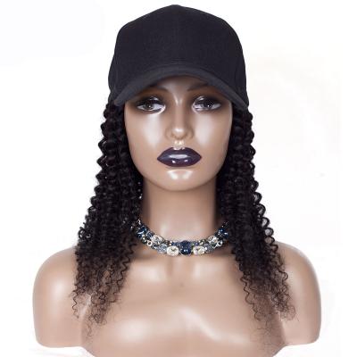 China Real Double Curly Curly Curly Human Hair Afro Curly Pulled Afro Wig Baseball Cap With Adjustable Straps for sale