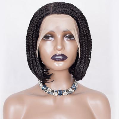 China Manufacturer Xuchang Natural Hairline 100% Lead Box Lace Front Synthetic Short Straight Braided Wigs for sale