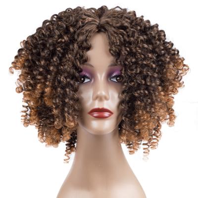 China Cheap Wholesale Afro Curly Ombre Womens Hair Wigs European Curly Preplucked Preplucked Synthetic Lead Afro Wave for sale