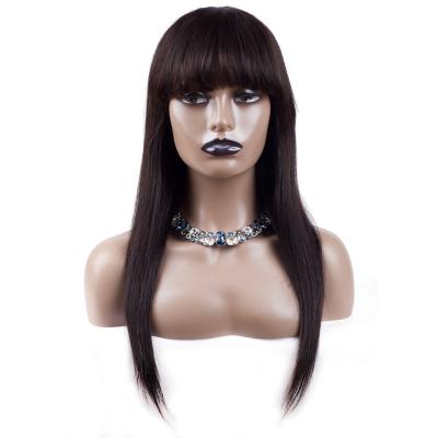 China 100% Natural Straight Deep Wave Hair Red And Jet Black Long Wigs With Side Bangs For Black Women for sale