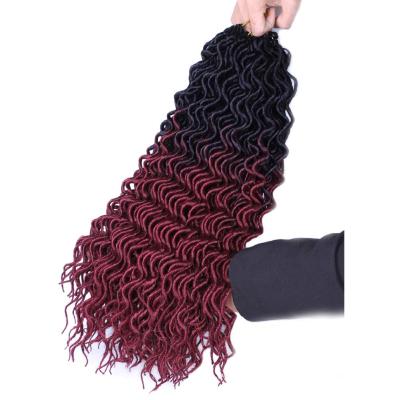 China Wholesale Low Temperature Fiber Fire Resistance Pre-looped Wavy Gypsy Goddess Deep Curly Faux Locs Crochet Hair Extensions With Packaging for sale