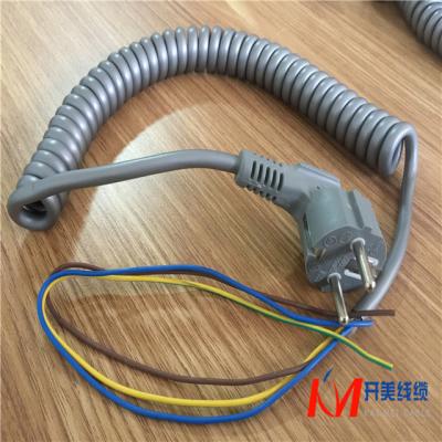 China Power Plant PVC/PU Plug Spiral Cable 3*0.75mm2 Stretch Cord 3 Cores PUR Spiral Cable For Equipment Power Cord for sale