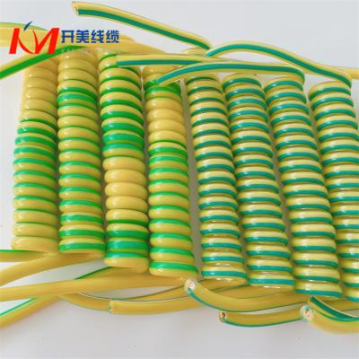 China Electrical hardware double color yellow green spring wire, PUR spring wire, paver spiral cable, for sale