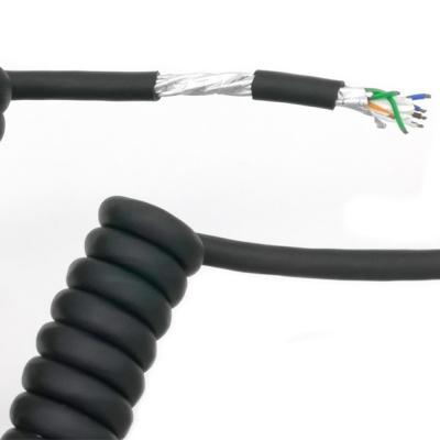 China Other RJ45 Retractable 8P8C TPU Spiral Cable Network Coil Cat5e FTP Patch Cable for sale