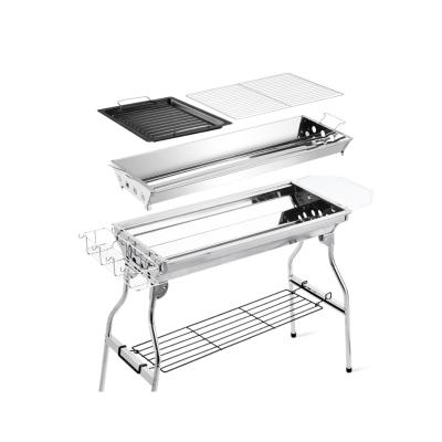 China Height Adjustable Outdoor Folding Portable Double-Layer Thickened Stainless Steel Barbecue Grill for sale