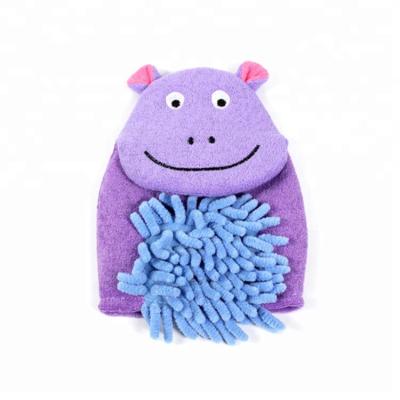 China Hot Sale Blistering Body Exfoliating Sponge Hippo Modeling Bath Massage Glove for sale