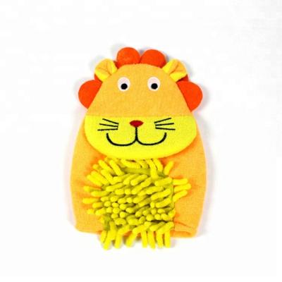 China Good Quality Natural Yellow Lion Type Cute Sisal Bath Body Glove for sale