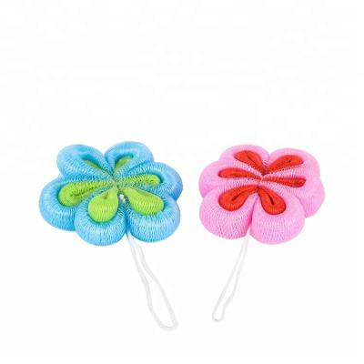 China Hot Sale Eco-friendly Private Label Custom Shower Mesh Flower Body Wash Sponge for sale