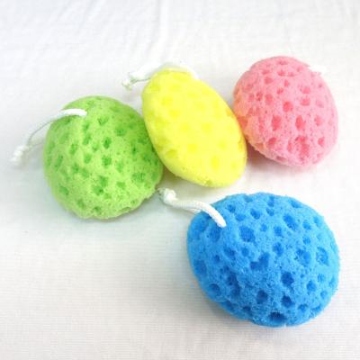 China EXFOLIATE Promotional Colorful Soft Plastic Sliver Grip Cheap Bath Pouf Sponge for sale