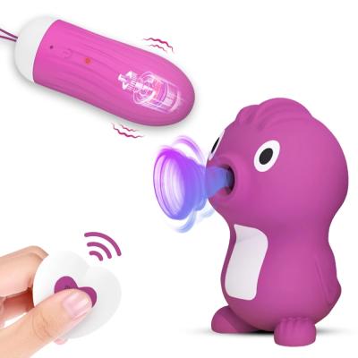 China 10 frequency vibration & 9 Frequency Sucking 10 Frequency Vibration & 9 Frequency Sucking Vibration Remote Control Egg Clitoral Product Nipple Sucker G-spot Stimulator Adult Penguin Sucking Vibrator for sale