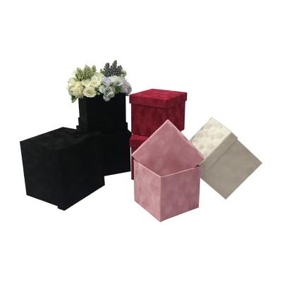 China Materials Recycled In Stock Luxury Square Flower Boxes With PVC Window Paper Box For Flowers for sale