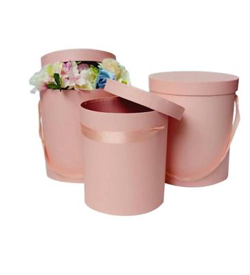 China (In Stock) Recyclable Custom Luxury Pink Candy Round Paper Flower Box Gift Box With Wrapping Round Cap for sale