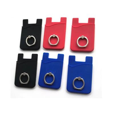 China Fashion Mobile Adhesive Custom Business Silicone Rubber Phone Card Holders with O-ring for sale