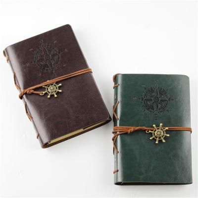 China New Style Vintage Eco-friendly Paper Pirate Anchors Notebook Diary Notebook Loose Leaf Notebook Leather Notebooks Customizable for sale