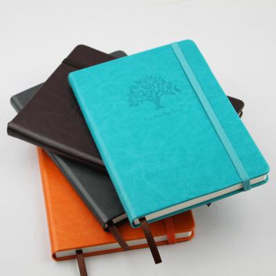 China Customizable A5 Notebook Printing Hardcover PU Business Planner Leather Bandage Sewing Binding Notebooks for sale